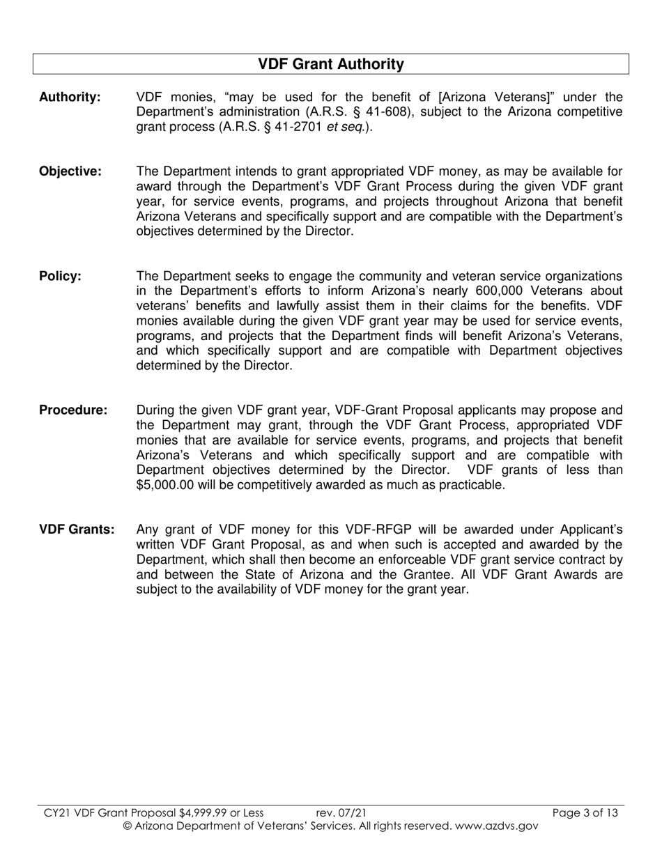 Proposal for Vdf Grant - $4,999.99 or Less - Arizona, Page 3