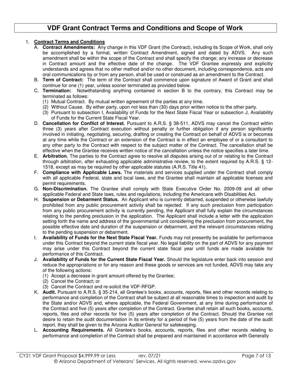 Proposal for Vdf Grant - $4,999.99 or Less - Arizona, Page 7