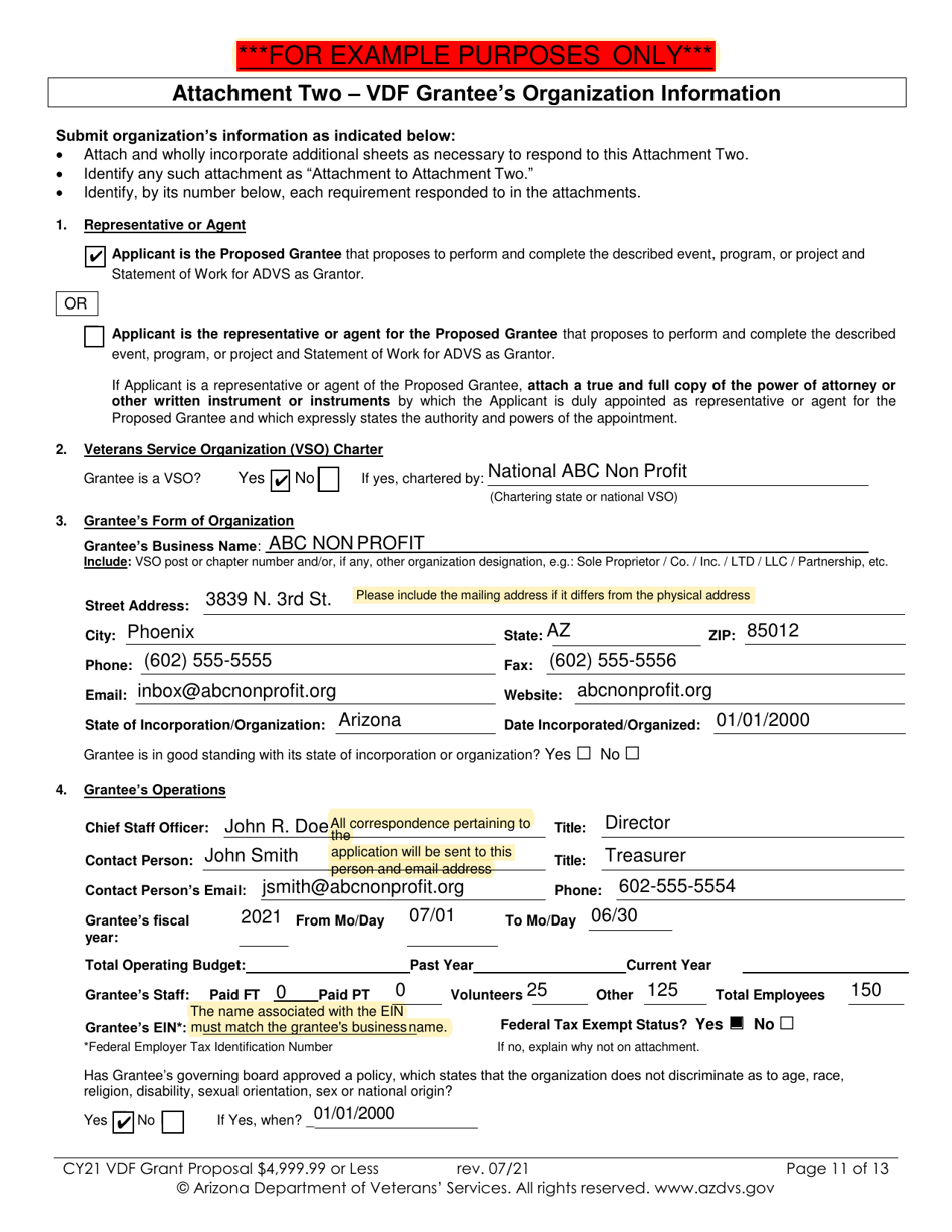 Sample Proposal for Vdf Grant - $4,999.99 or Less - Arizona, Page 2