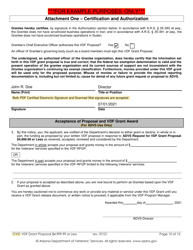 Sample &quot;Proposal for Vdf Grant - $4,999.99 or Less&quot; - Arizona