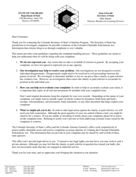 Charities Program Complaint Form - Colorado