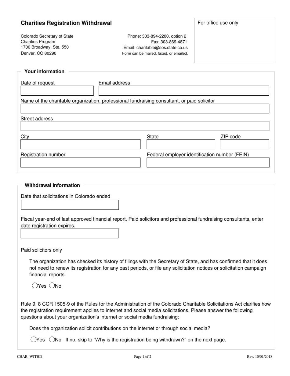Charities Registration Withdrawal - Colorado, Page 2