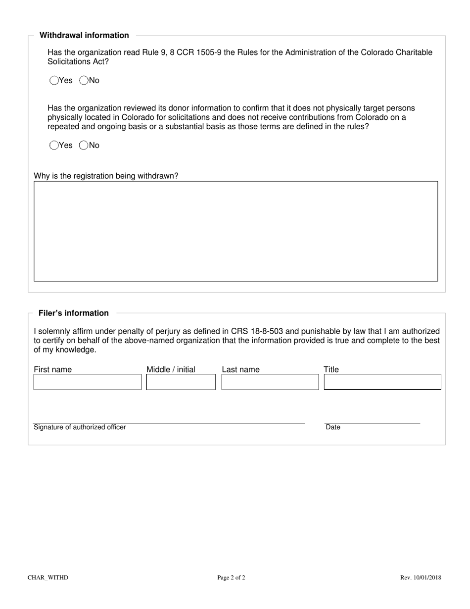 Charities Registration Withdrawal - Colorado, Page 3