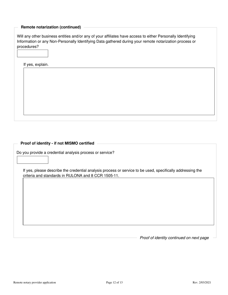 Remote Notarization Provider Application - Colorado, Page 12