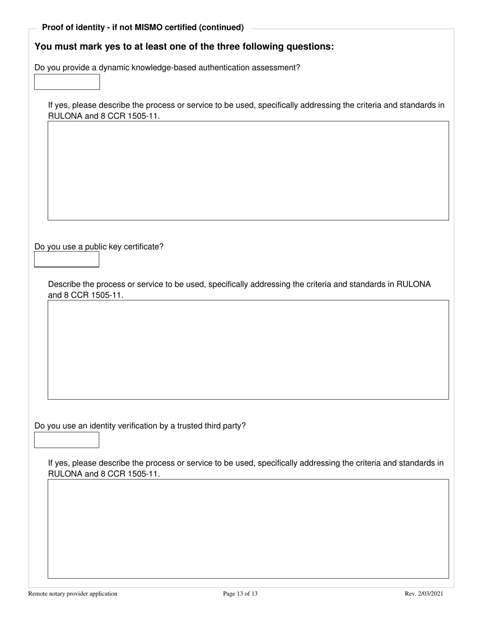 Remote Notarization Provider Application - Colorado, Page 13