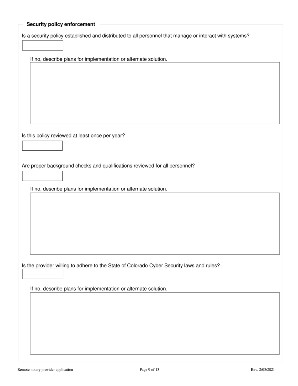 Remote Notarization Provider Application - Colorado, Page 9