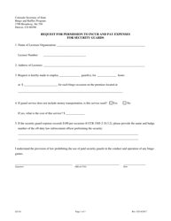 Form LE-G1 &quot;Request for Permission to Incur and Pay Expenses for Security Guards&quot; - Colorado