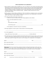 Form LE-R2 &quot;Bingo Equipment Use Agreement&quot; - Colorado