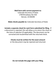 Oath of Office or Facsimile Signature Filing Request Form - Colorado, Page 2