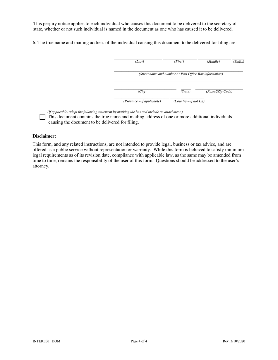 Statement of Owners Interest Exchange (Acquiring Entity Is a Domestic Entity) - Colorado, Page 4