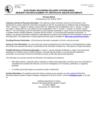 Form ERDS0006 Electronic Recording Delivery System (Erds) Request for Replacement of Certificate and/or Documents - California, Page 2