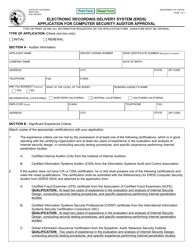 Form ERDS0002 Electronic Recording Delivery System (Erds) Application for Computer Security Auditor Approval - California