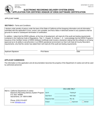 Form ERDS0003 Electronic Recording Delivery System (Erds) Application for Certified Vendor of Erds Software Certification - California, Page 2