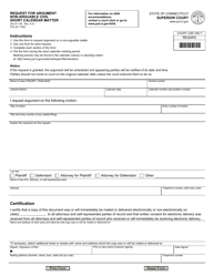 Form JD-CV-128 &quot;Request for Argument Non-arguable Civil Short Calendar Matter&quot; - Connecticut
