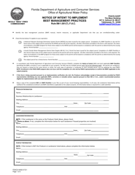 Form FDACS-04002 Notice of Intent to Implement Best Management Practices - Florida