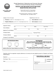 Document preview: Form FDACS-10990 Weights and Measures Device Mechanic Registration Application - Florida