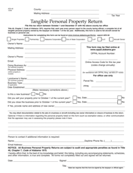 Form ADV-40 Tangible Personal Property Return - Alabama
