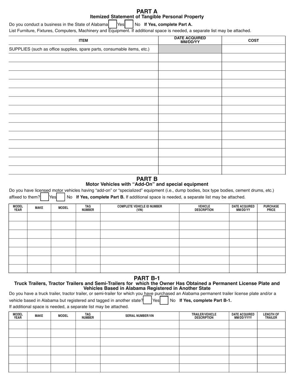 Form ADV-40 Tangible Personal Property Return - Alabama, Page 2