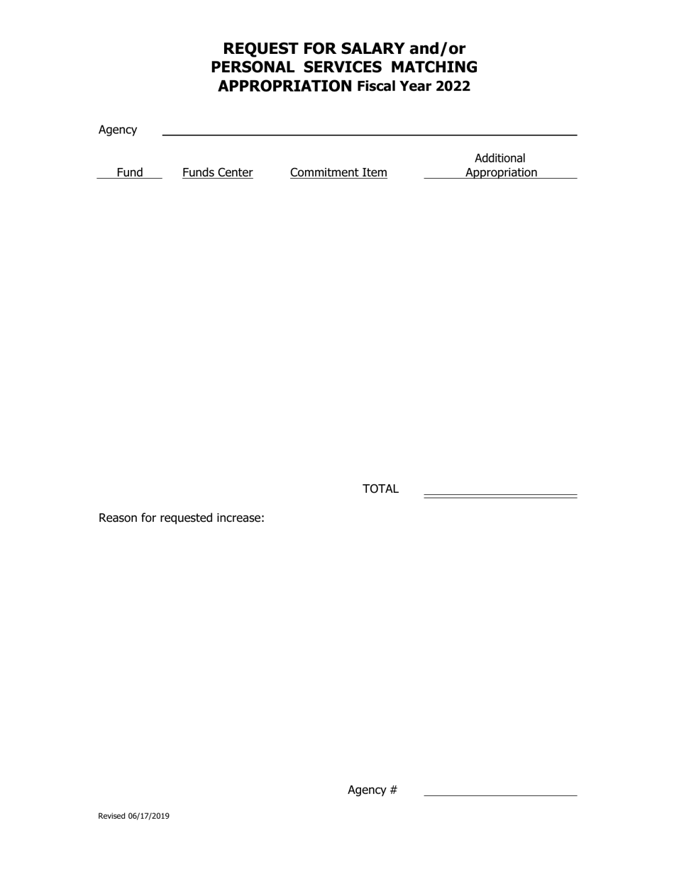 Request for Salary and / or Personal Services Matching Appropriation - Arkansas, Page 1