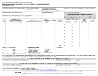 Form ADM-3069 Disadvantaged Business Enterprises Utilization Report - California