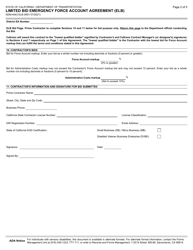Form ADM-4043 ELB Limited Bid Emergency Force Account Agreement (Elb) - California, Page 2