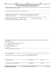 Document preview: DA Form 4072 Record of Negotiations (Nonappropriated Funds)