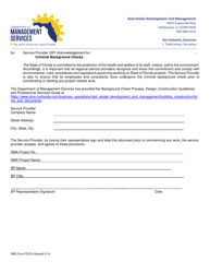 DMS Form PD27A &quot;Service Provider (Sp) Acknowledgement for Criminal Background Checks&quot; - Florida