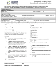 Document preview: Apendice D Formulario De Informacion De La Lista - Programa De Pre-k De Georgia - Georgia (United States) (Spanish)