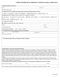 Formulario CIS-H Forma De Informacion Del Demandante Tramites De Vivienda O Bienes Raices - Illinois (Spanish), Page 2