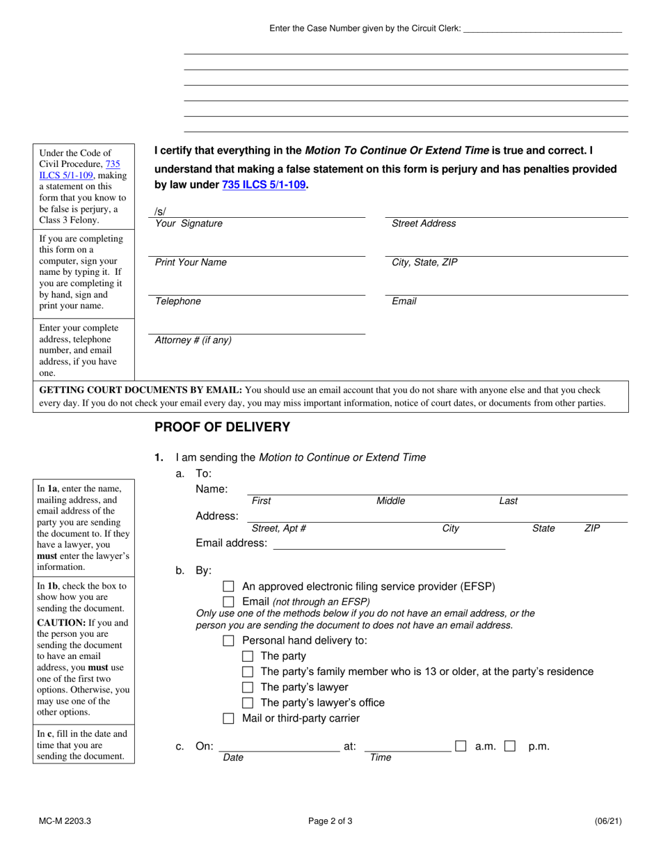 Form MC-M2203.3 Download Fillable PDF or Fill Online Motion to Continue ...