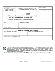 Form 1F-P-3022 Request for Transcripts of Proceedings and Order - Hawaii, Page 2
