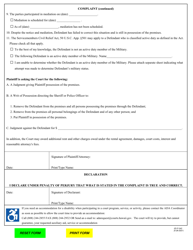 Form 2D-P-343 Complaint - Residential Summary Possession (Unpaid Rent Only) - Hawaii, Page 2