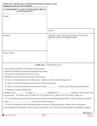 Form 5C-P-407 Complaint - Residential Summary Possession (Unpaid Rent Only) - Hawaii