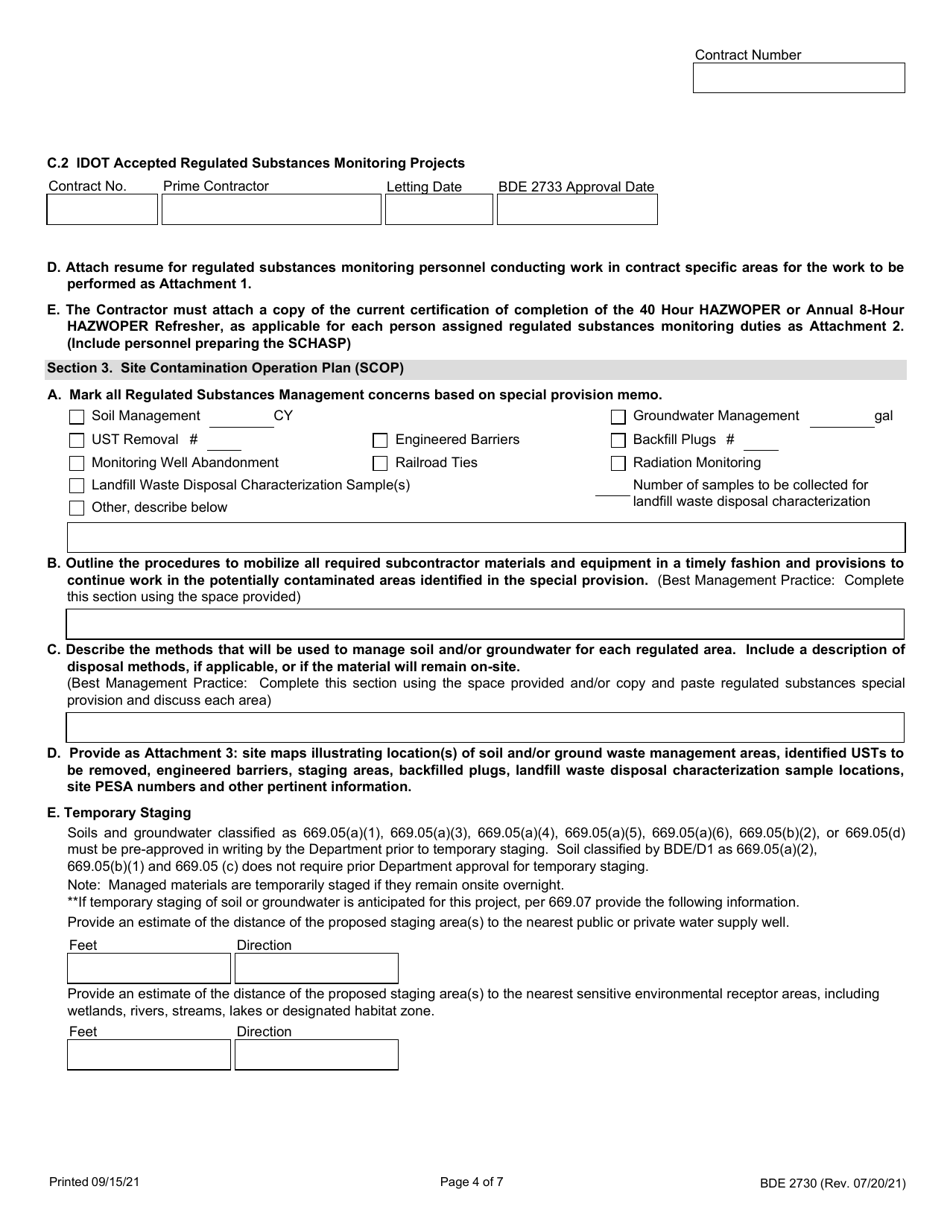 Form BDE2730 Regulated Substances Pre-construction Plan (Rspcp) - Illinois, Page 4