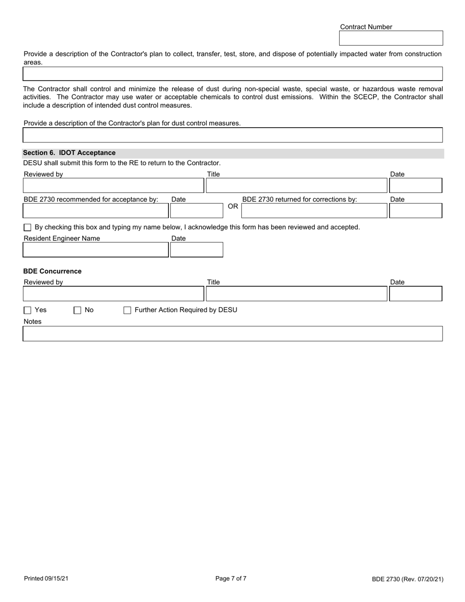 Form BDE2730 Regulated Substances Pre-construction Plan (Rspcp) - Illinois, Page 7