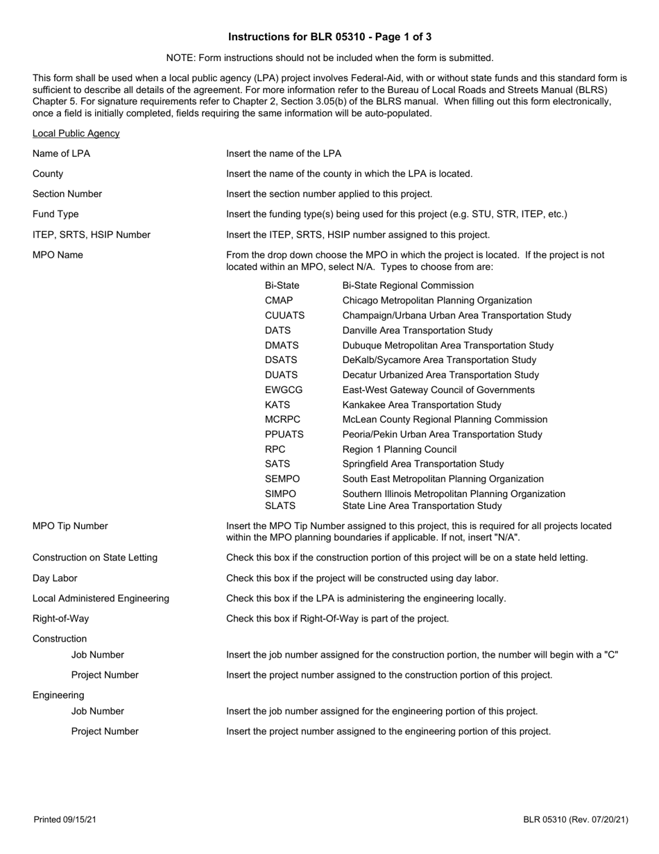 Form BLR05310 Local Public Agency Agreement for Federal Participation - Illinois, Page 7