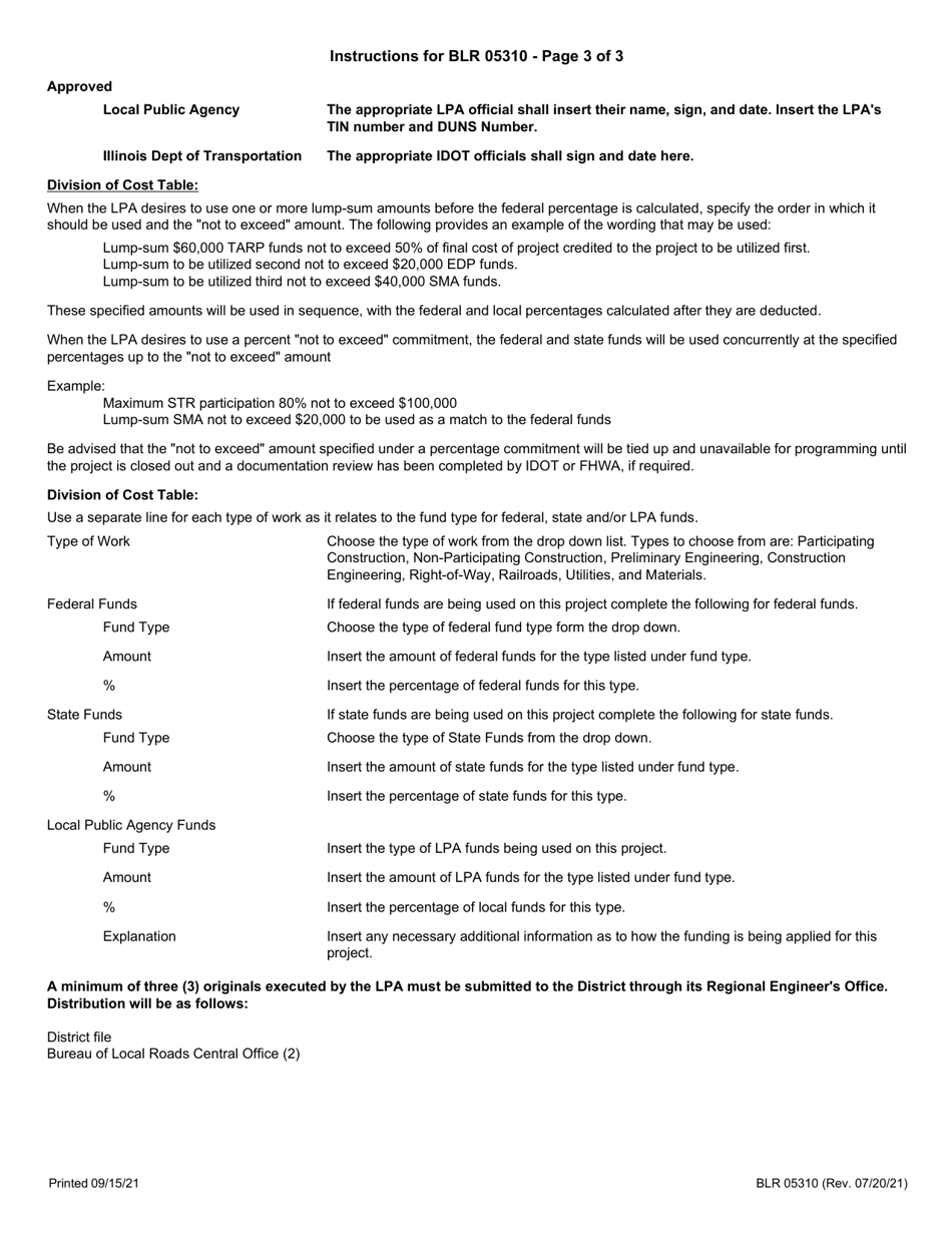 Form BLR05310 Local Public Agency Agreement for Federal Participation - Illinois, Page 9