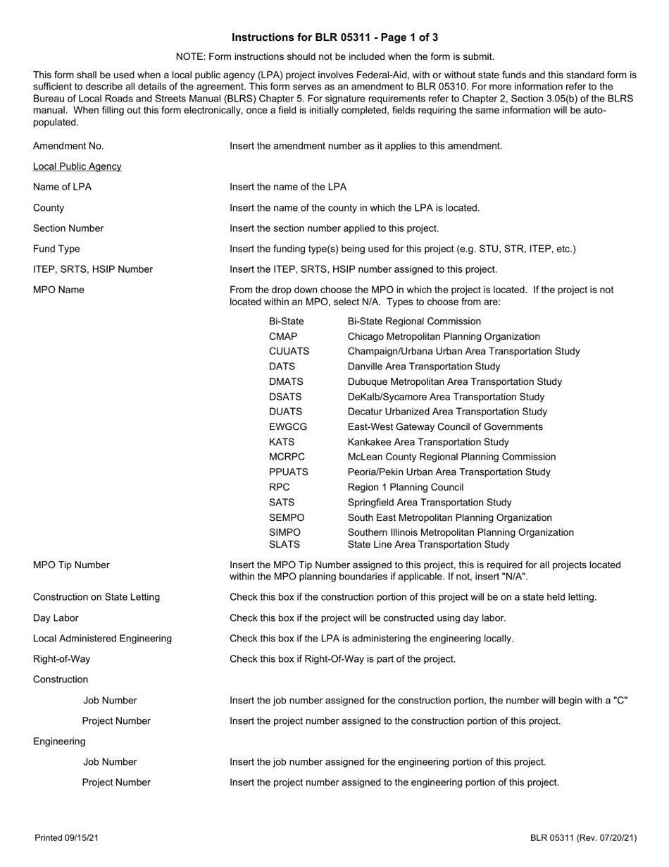 Form BLR05311 Local Public Agency Amendment for Federal Participation - Illinois, Page 4