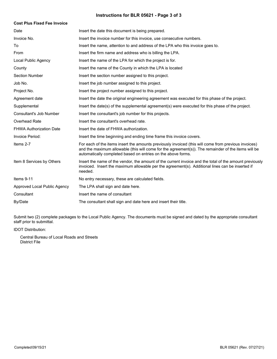 Form BLR05621 Local Public Agency Cost Plus Fixed Fee Invoice - Illinois, Page 6