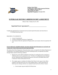Document preview: Superload Motor Carrier Escort Agreement - Indiana