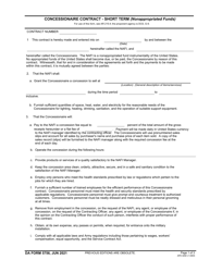 Document preview: DA Form 5756 Concessionaire Contract - Short Term (Nonappropriated Funds)