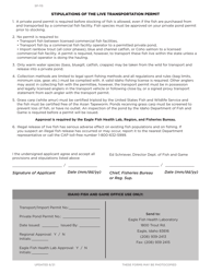 Form SP-115 Application for Live Fish Transport/Import Permit - Idaho, Page 2
