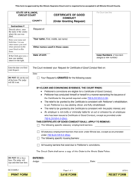 Document preview: Form GC-O2405.2 Certificate of Good Conduct (Order Granting Request) - Illinois