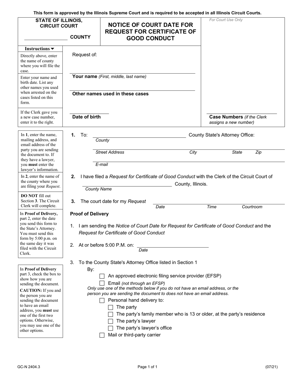 Form GCN2404.3 Download Fillable PDF or Fill Online Notice of Court Date for Request for