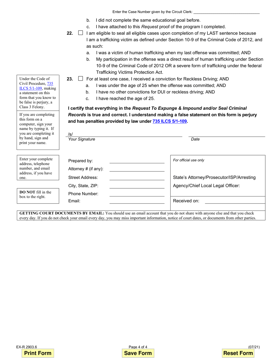 Form EX-R2903.6 Request to Expunge  Impound and / or Seal Criminal Records - Illinois, Page 4