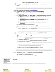 Form WAC-O624.2 Order for Waiver of Criminal Court Assessments - Illinois, Page 2