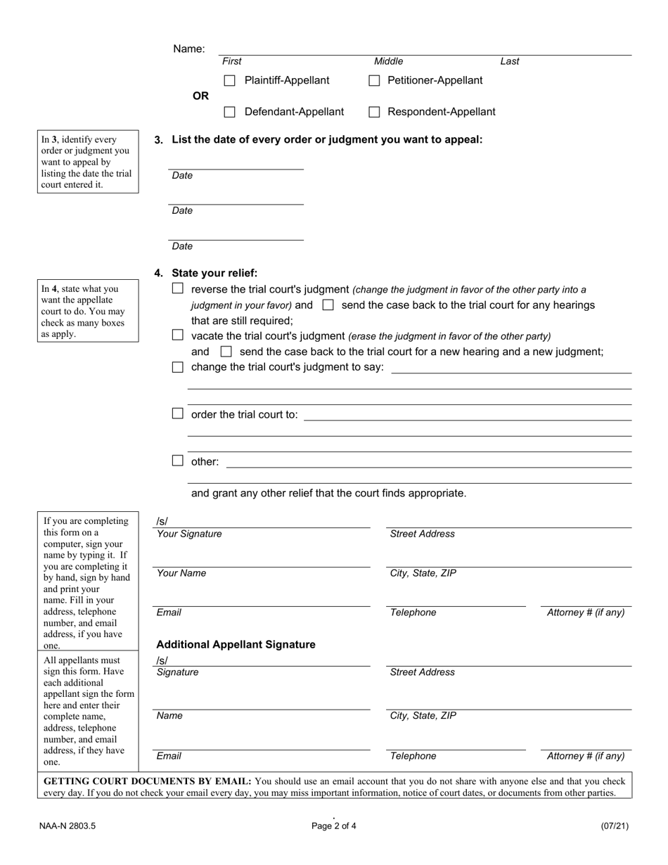 Form NAA-N2803.5 - Fill Out, Sign Online and Download Fillable PDF ...