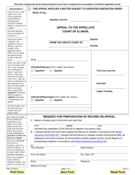 Form PRA-R4303.3 Request for Preparation of Record on Appeal - Illinois