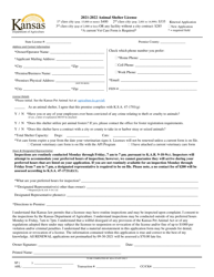 Document preview: Animal Shelter License Application - Kansas, 2022