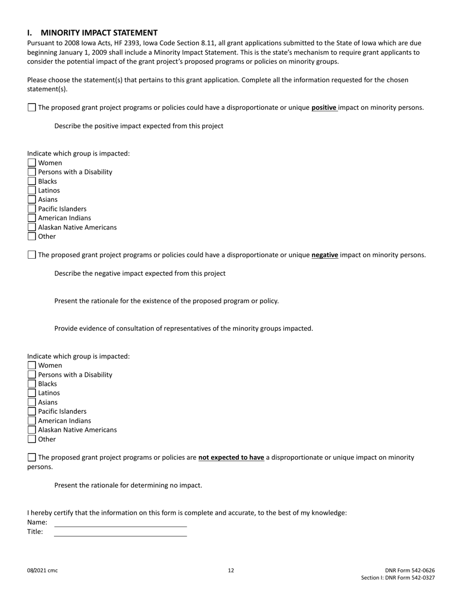 DNR Form 542-0626 (542-0327) Water Trails Program Cost-Share Application - Iowa, Page 12